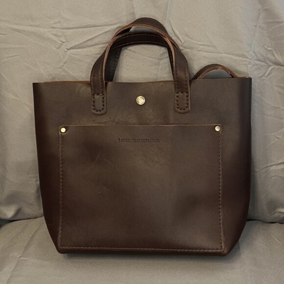 Portland Leather, Crossbody Tote, Dark Brown, w/Eclipse Bag & Keychain - Picture 2 of 15